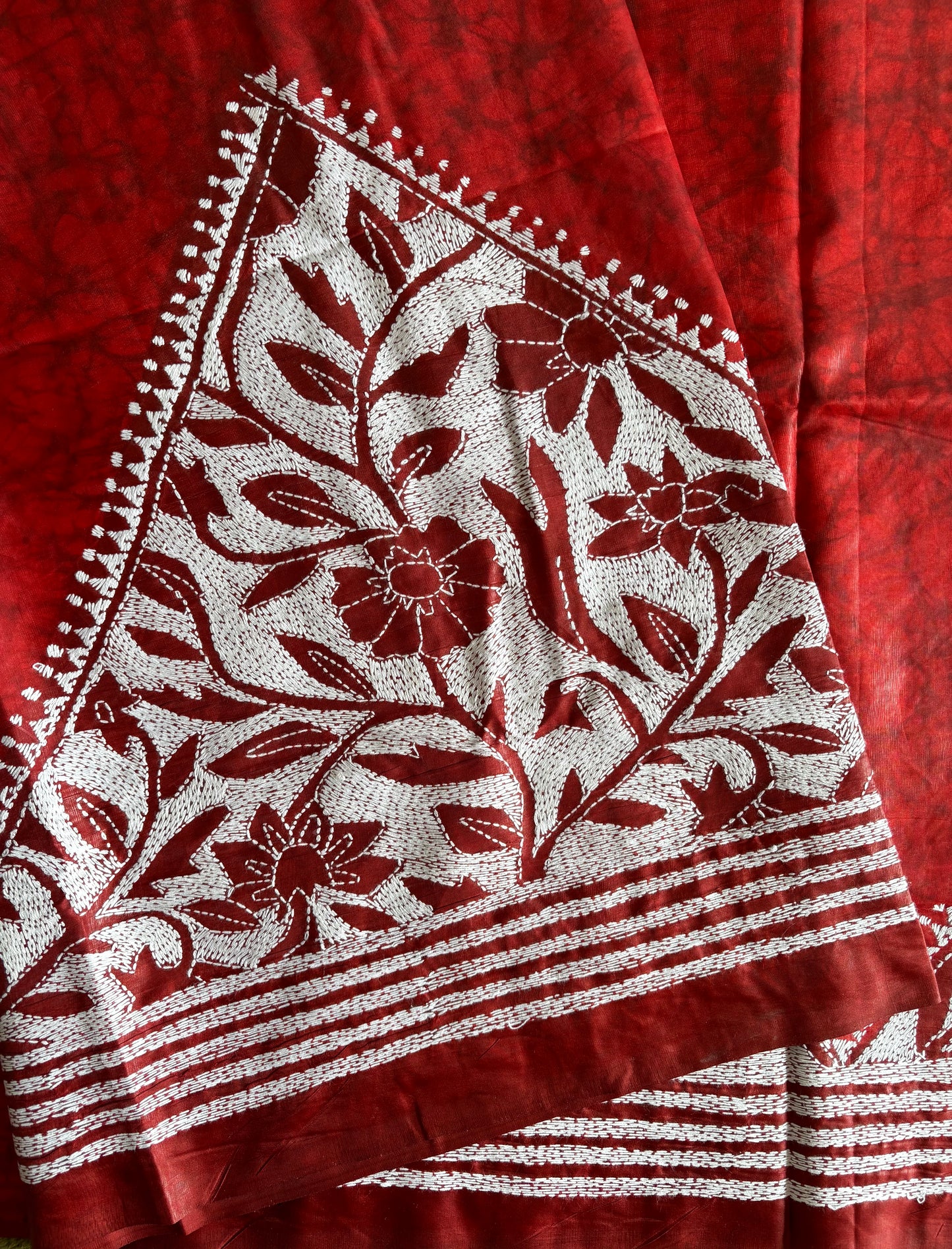 Kantha Stitch Hand Work Art Silk Saree With Blouse