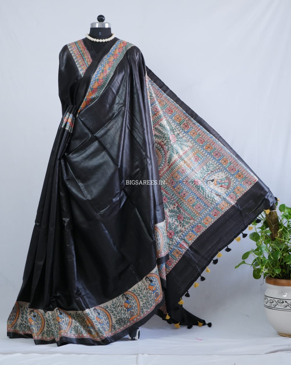 Pure Desi Tussar Silk Handcrafted Madhubani Saree (Silk Marked)