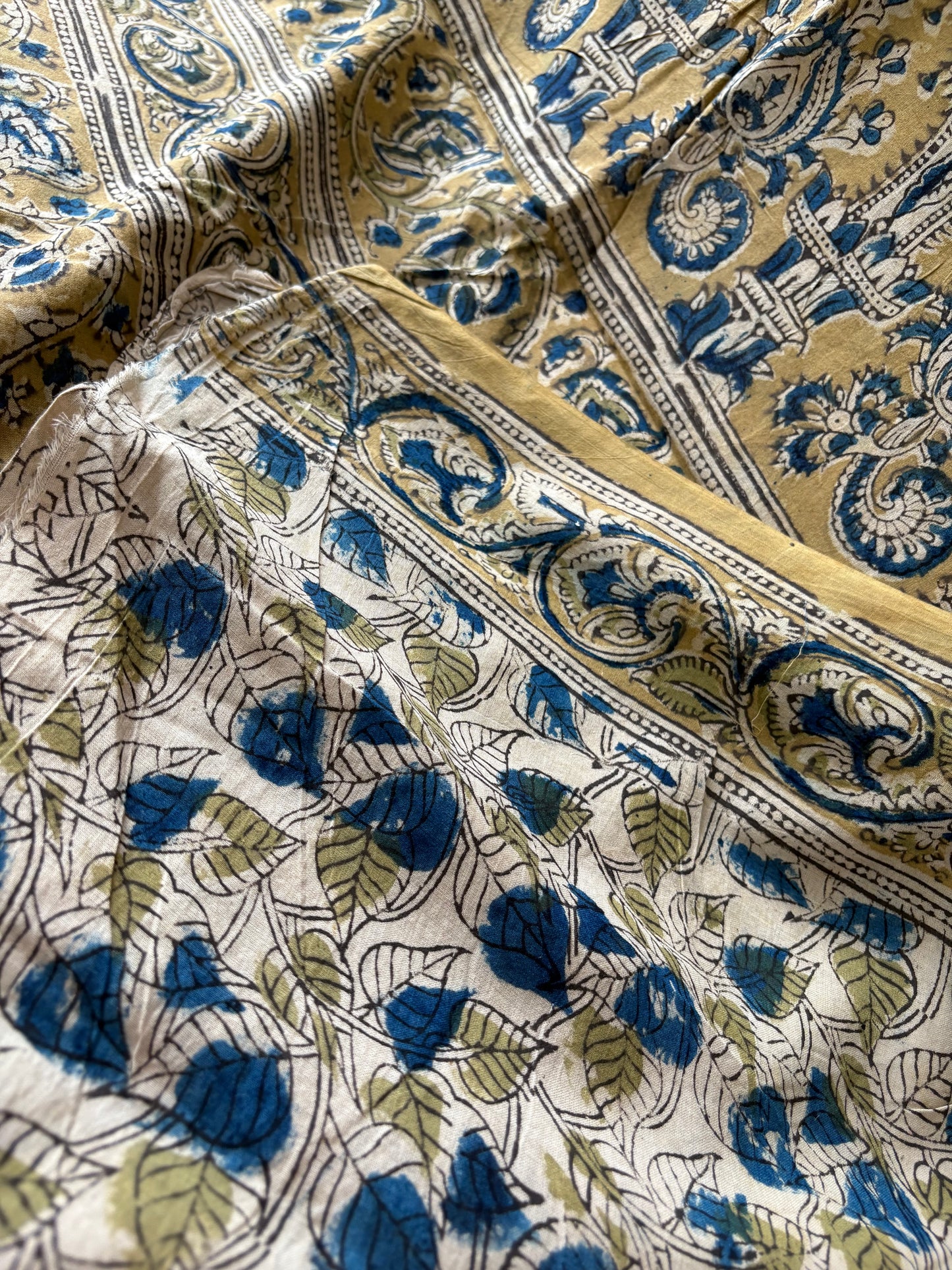 Kalamkari printed malmal cotton Saree with blouse