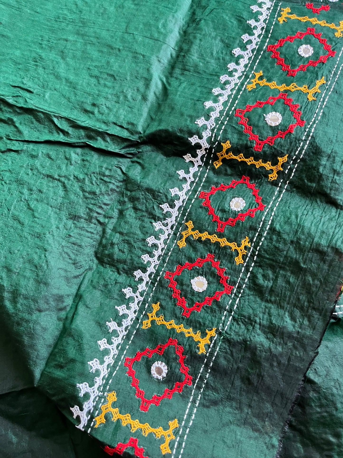 Kutch Hand Embroidered Pure Banglore Silk Saree