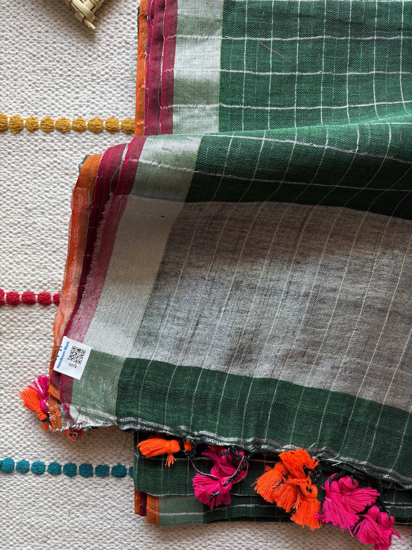 Pure Linen By Linen handloom Saree (handloom marked)