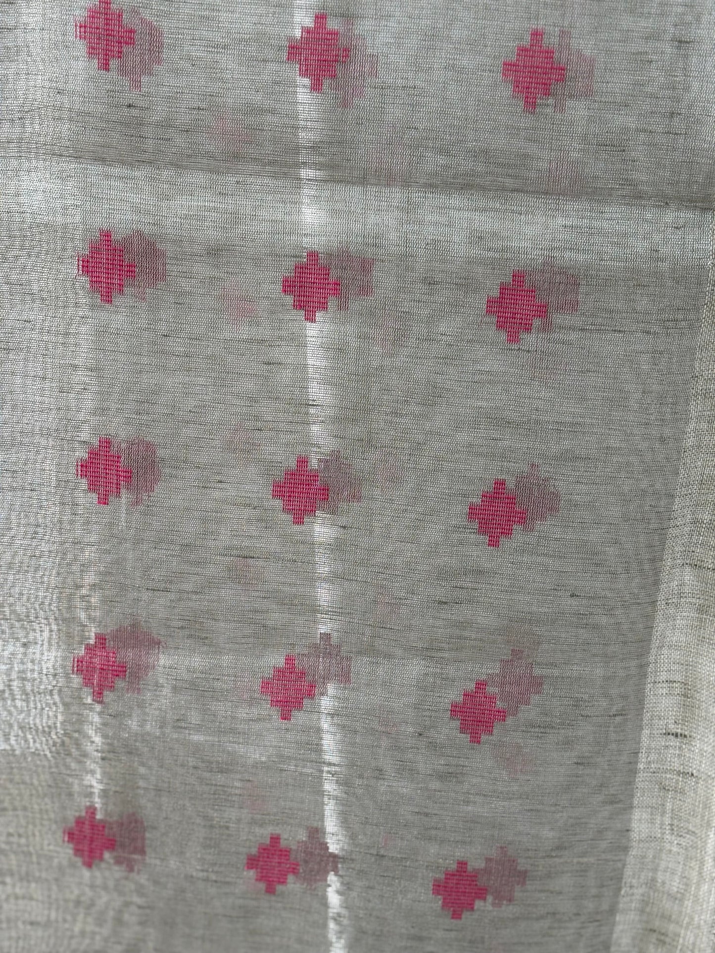 Pure Linen Saree With running Blouse