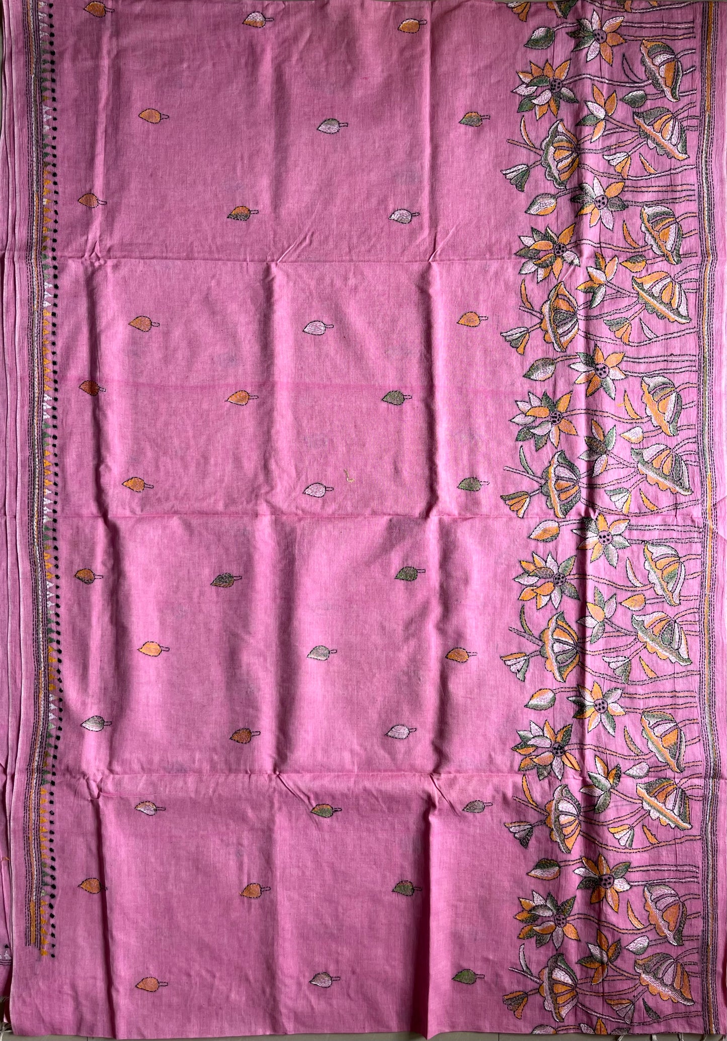 Kantha Hand Embroidered Pure Cotton Saree