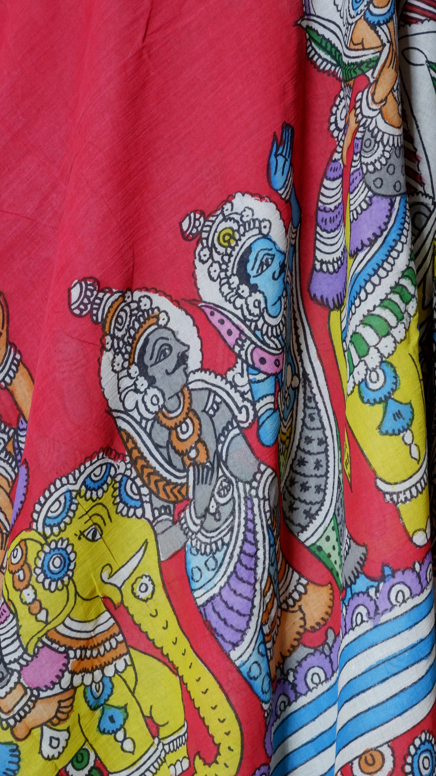Pen Kalamkari hand painted pure cotton Saree with blouse