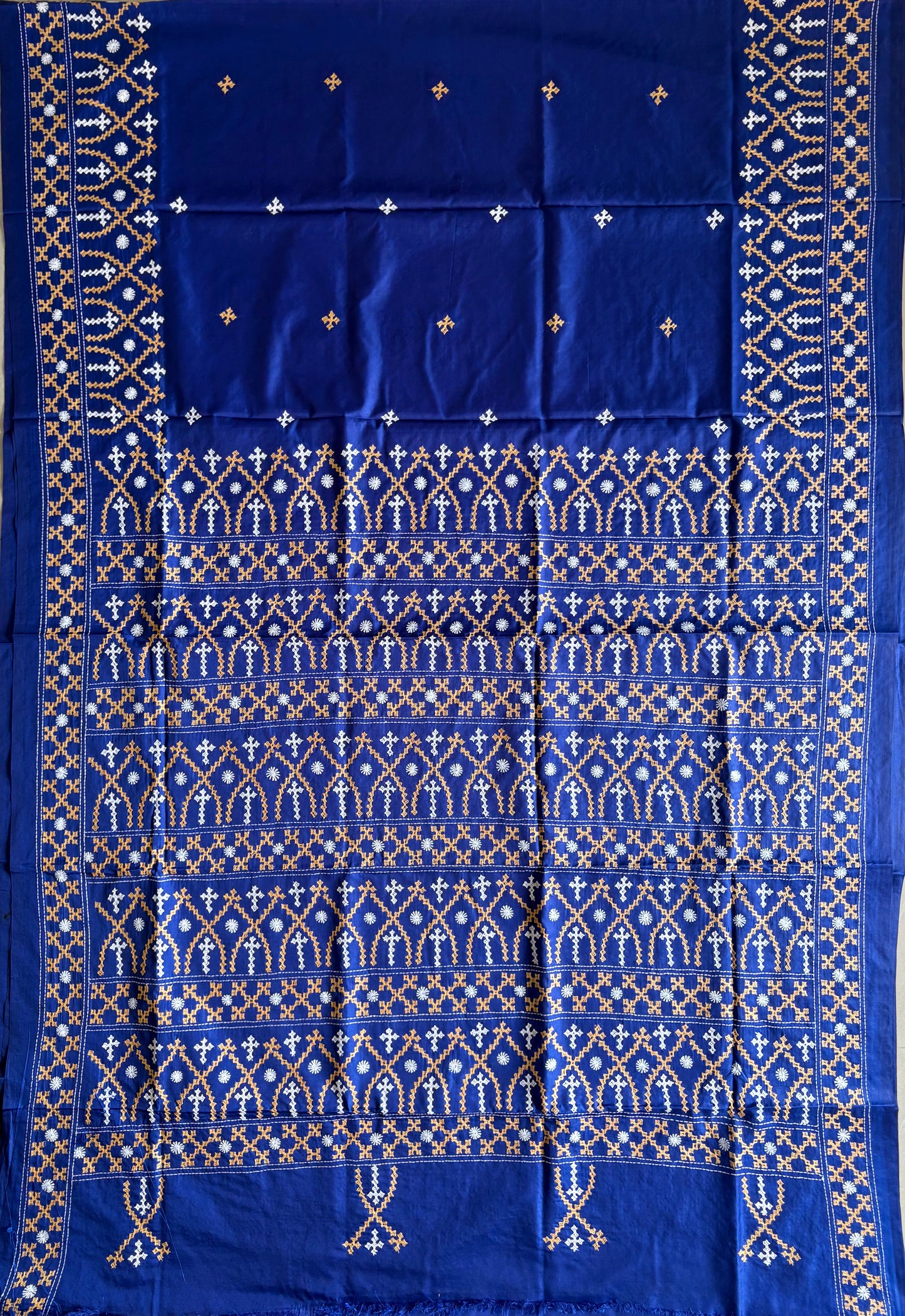 Gujrati Stitch/Kutch Hand Embroidered Art Silk Saree