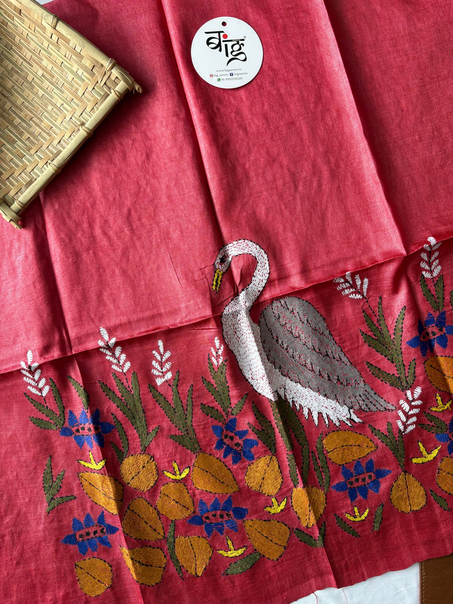 Kantha Stitch Pure Tassar Silk Blouse Piece