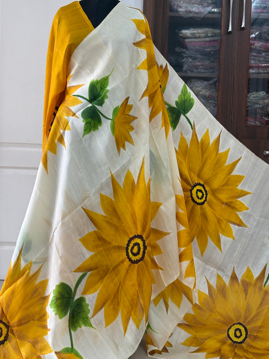 Exclusive Hand painted Pure Bishnupuri Silk Saree (Silk Marked)