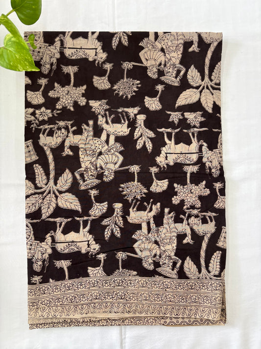 Kalamkari printed malmal cotton Saree with blouse