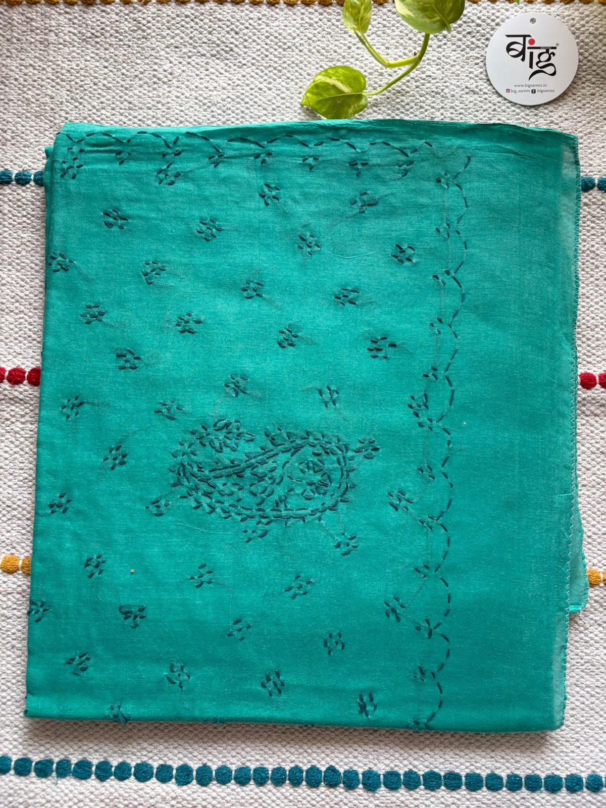 Chikankari Hand-Embroidered Saree | Cotton | Teal