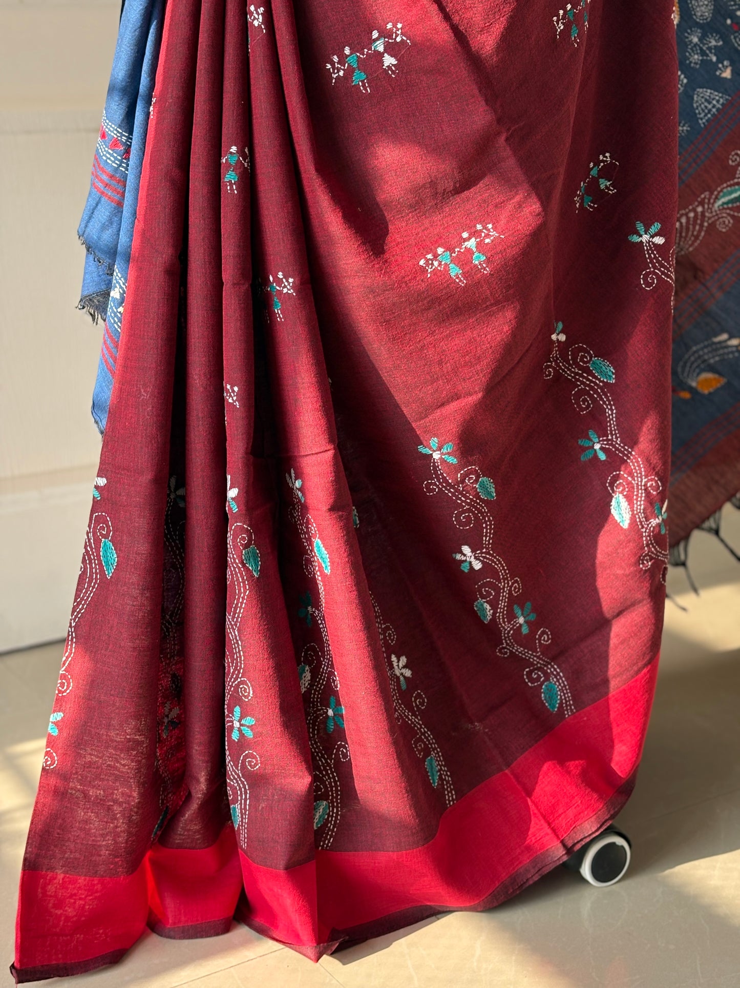 Kantha Hand Embroidered Pure Cotton Saree