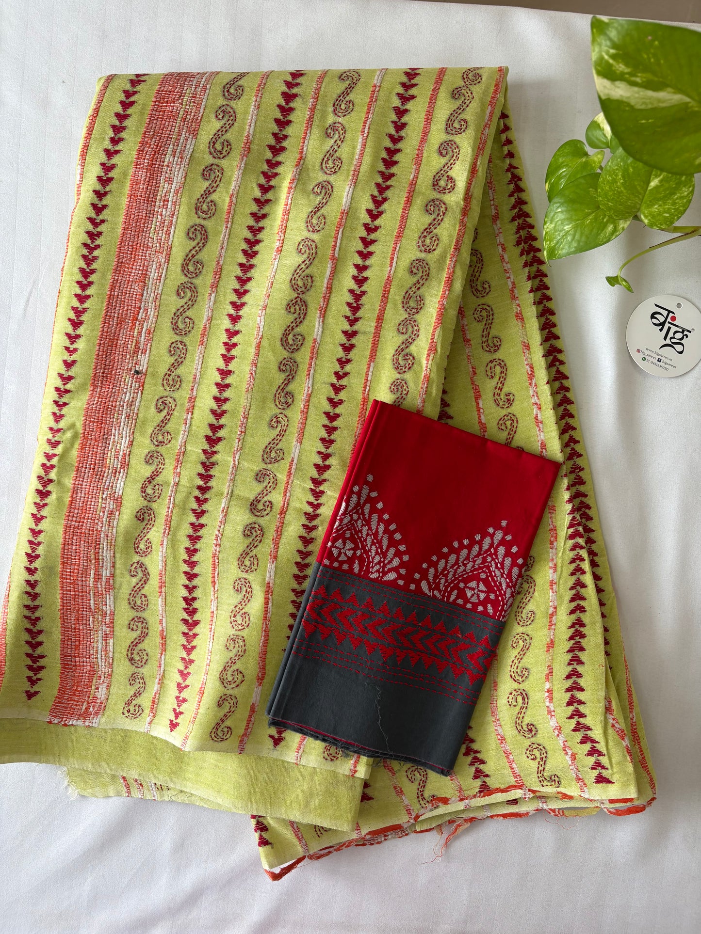 Kantha Hand Embroidered Pure Cotton Saree