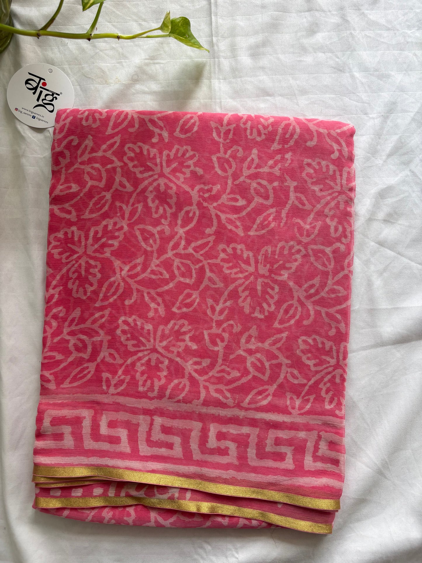 Hand Block Print Saree | Pure Chiffon