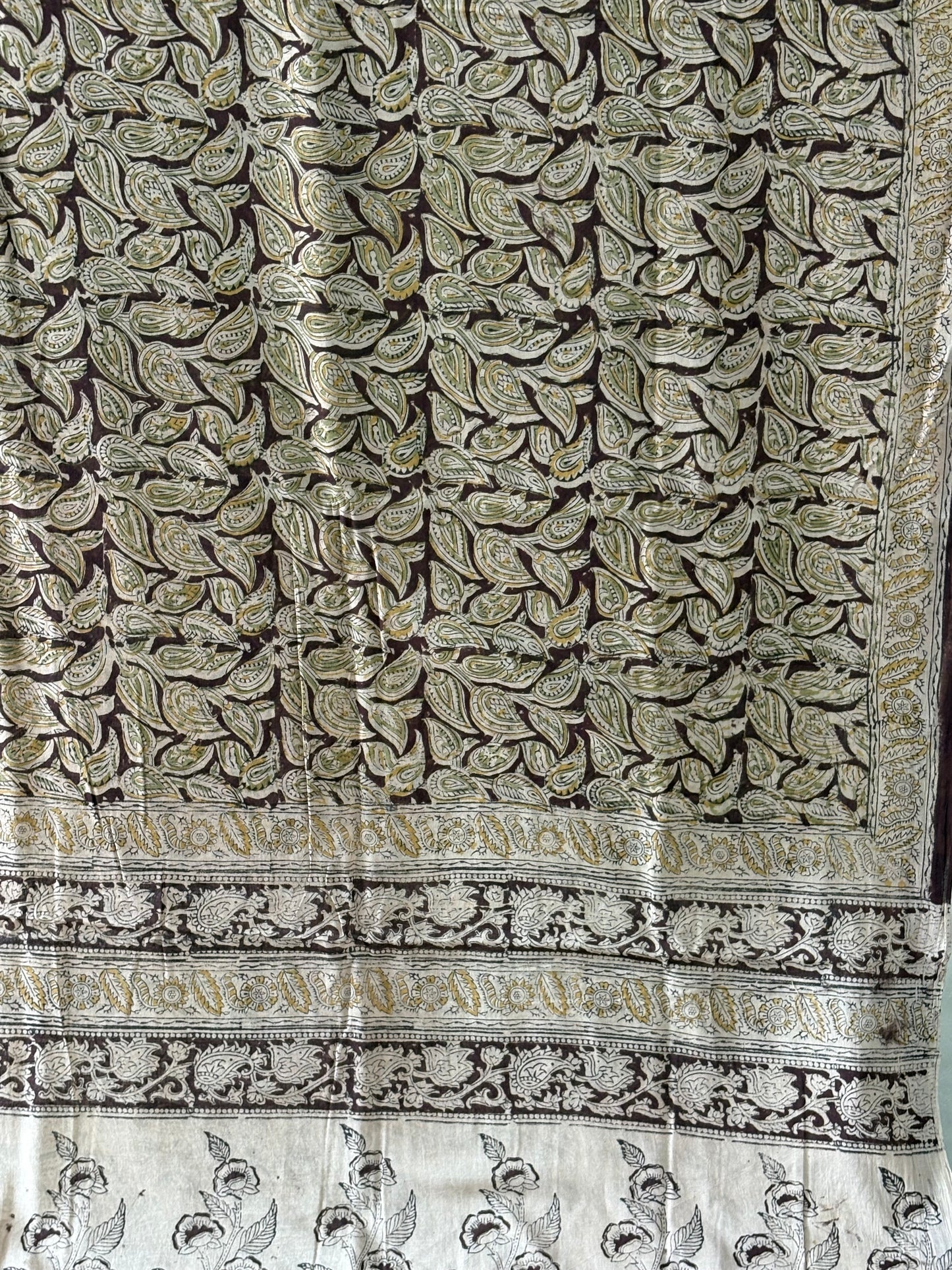 Kalamkari printed malmal cotton Saree with blouse
