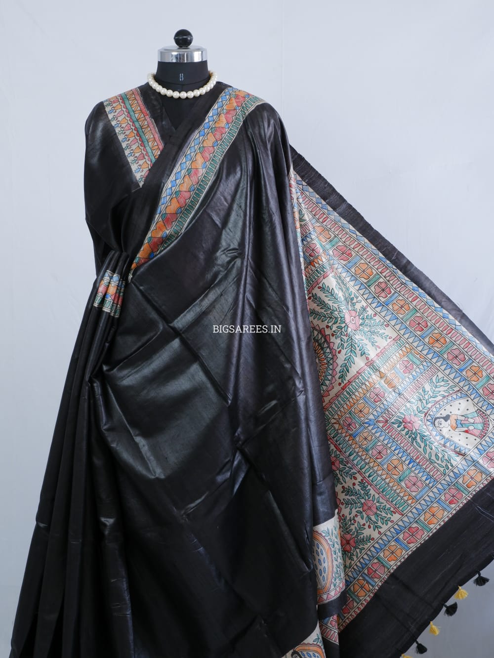 Pure Desi Tussar Silk Handcrafted Madhubani Saree (Silk Marked)