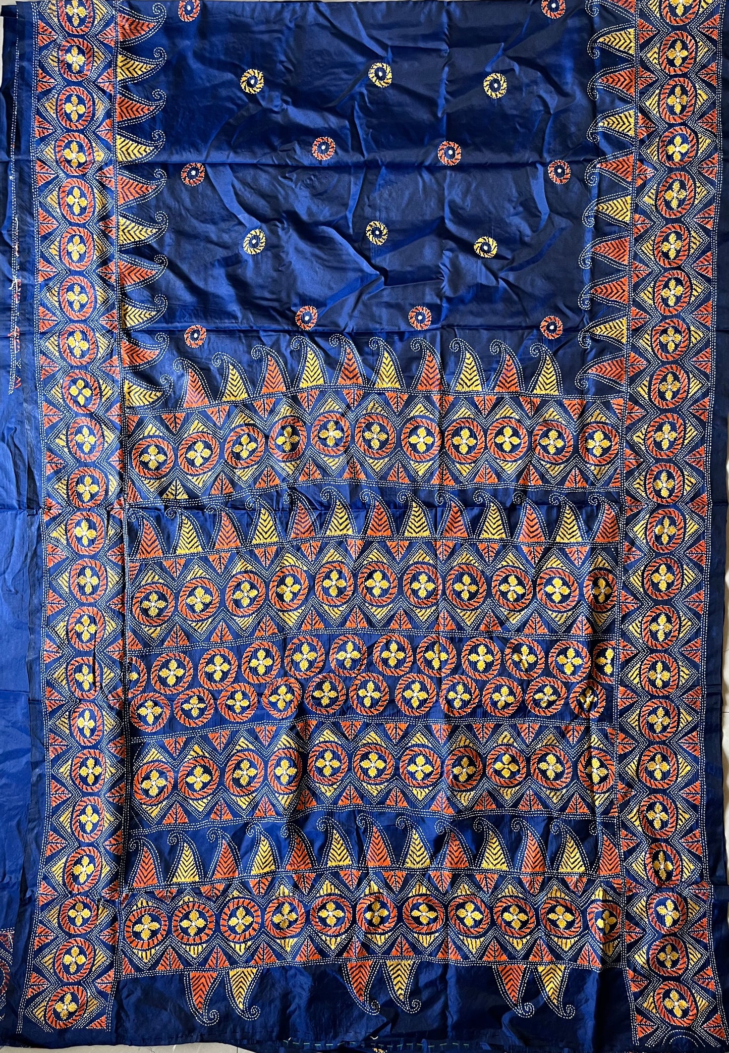 Kantha Stitch Hand Work Embroidered Art Silk Saree With Blouse