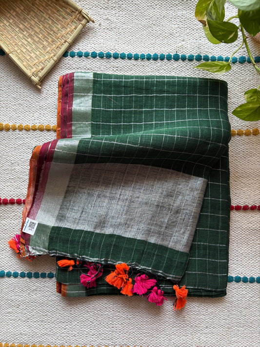 Pure Linen By Linen handloom Saree (handloom marked)