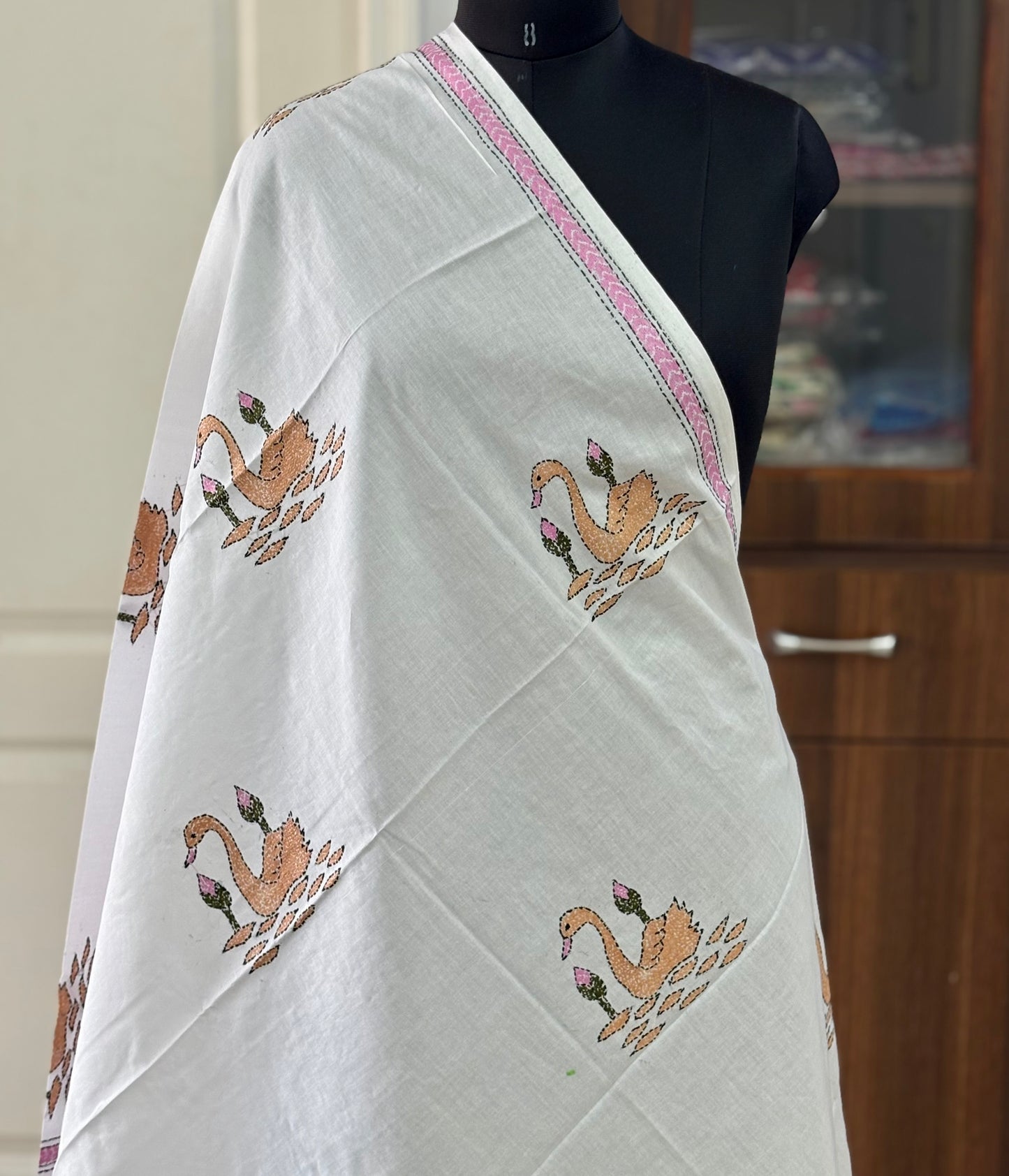 Kantha Hand Embroidary Full Work Pure Cotton Dupatta- “36”