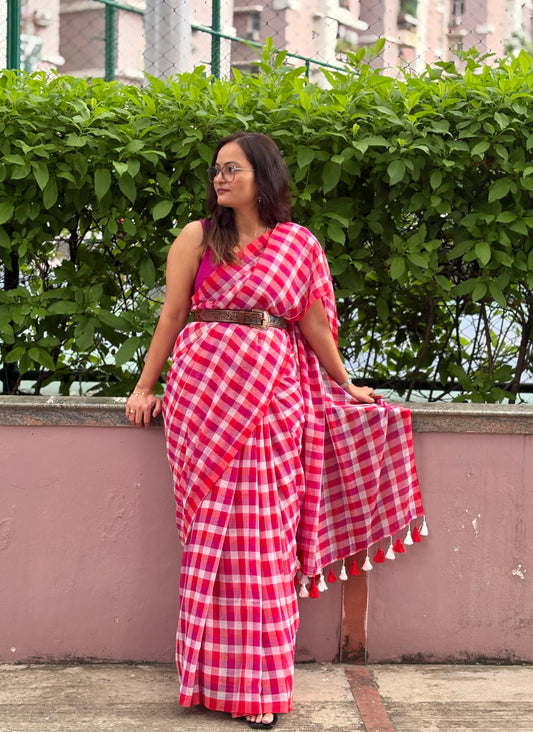 Mul Cotton check Saree