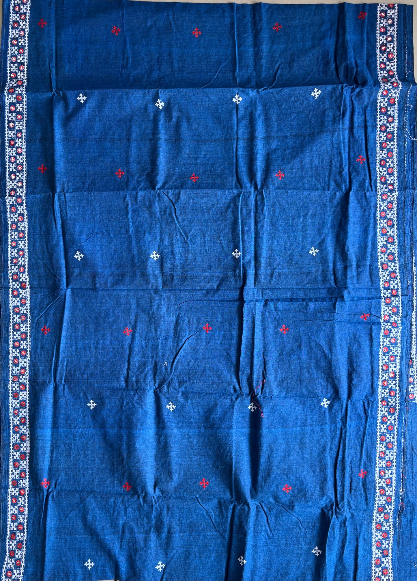 Gujrati Stitch/Kutch Hand Embroidered pure Cotton Saree