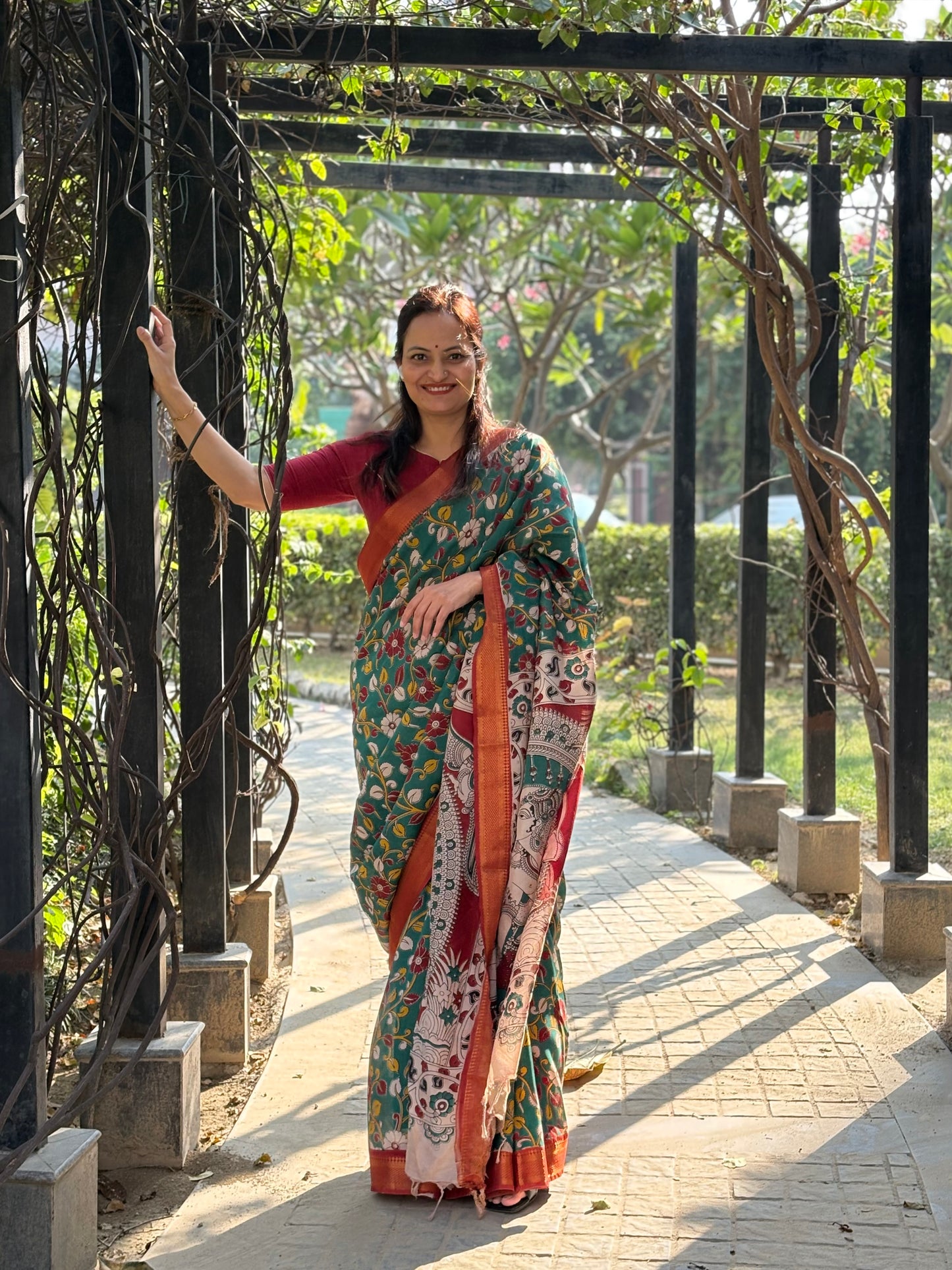 Printed Kalamkari Silk Saree with blouse