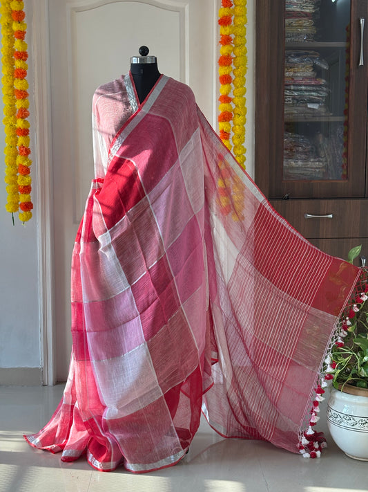 Handloom woven pure Linen By Linen Saree