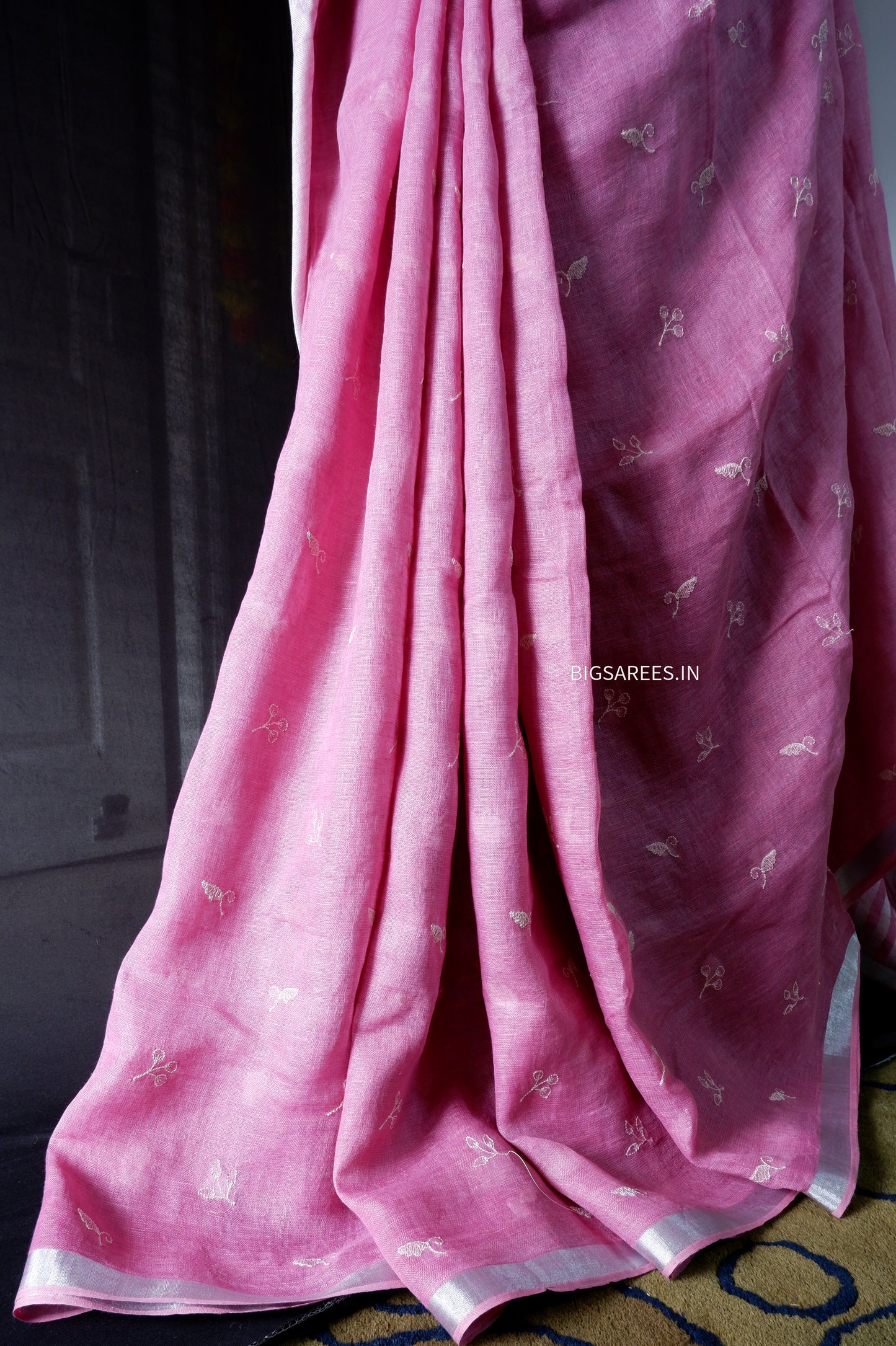 Pure Linen Saree With running Blouse