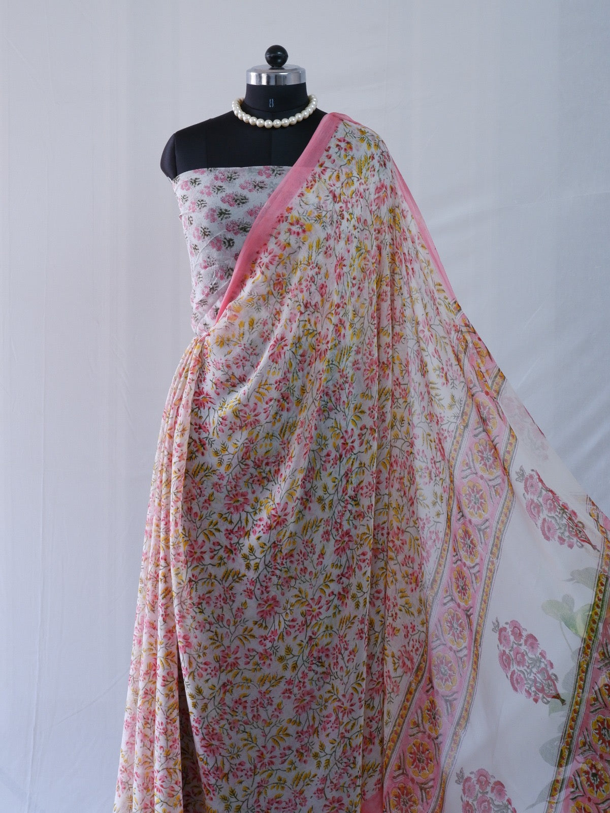 Hand Block Print Saree | Pure Chiffon