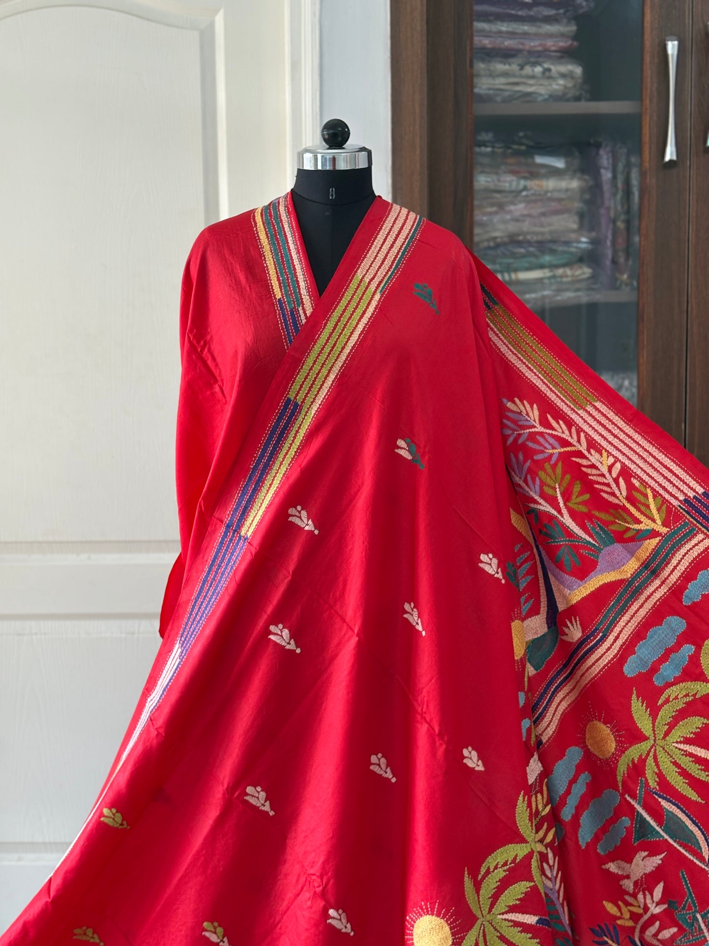 Kantha Stitch Pure Silk Saree