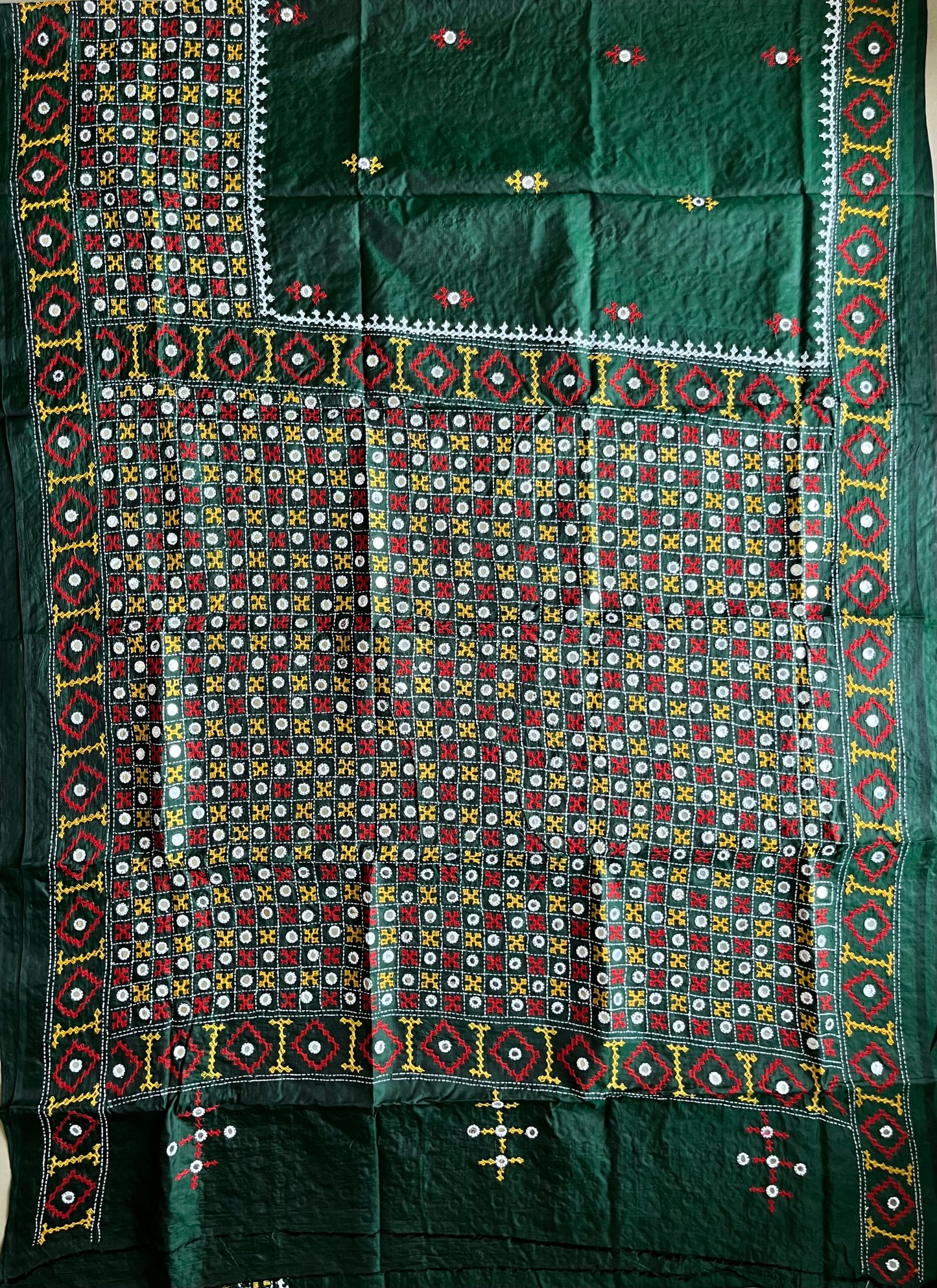 Kutch Hand Embroidered Pure Banglore Silk Saree