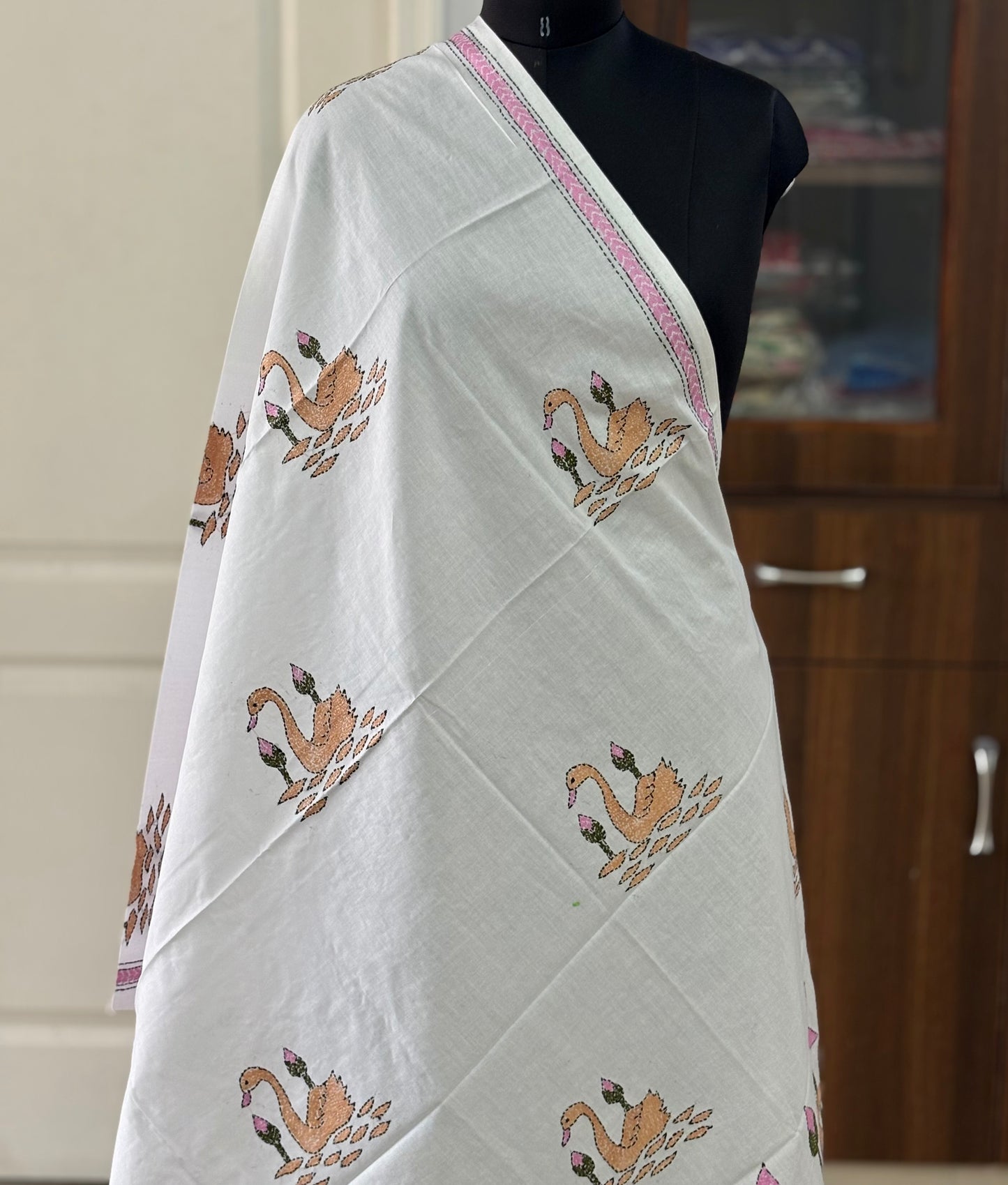 Kantha Hand Embroidary Full Work Pure Cotton Dupatta- “36”