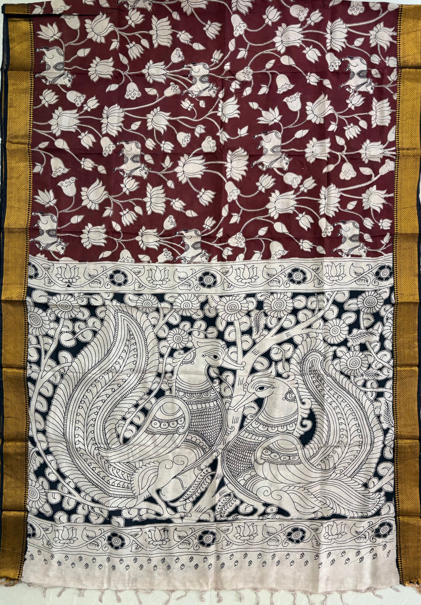 Printed Kalamkari Silk Saree with blouse