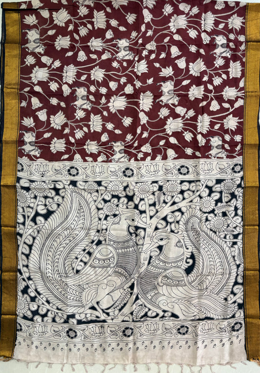 Printed Kalamkari Silk Saree with blouse