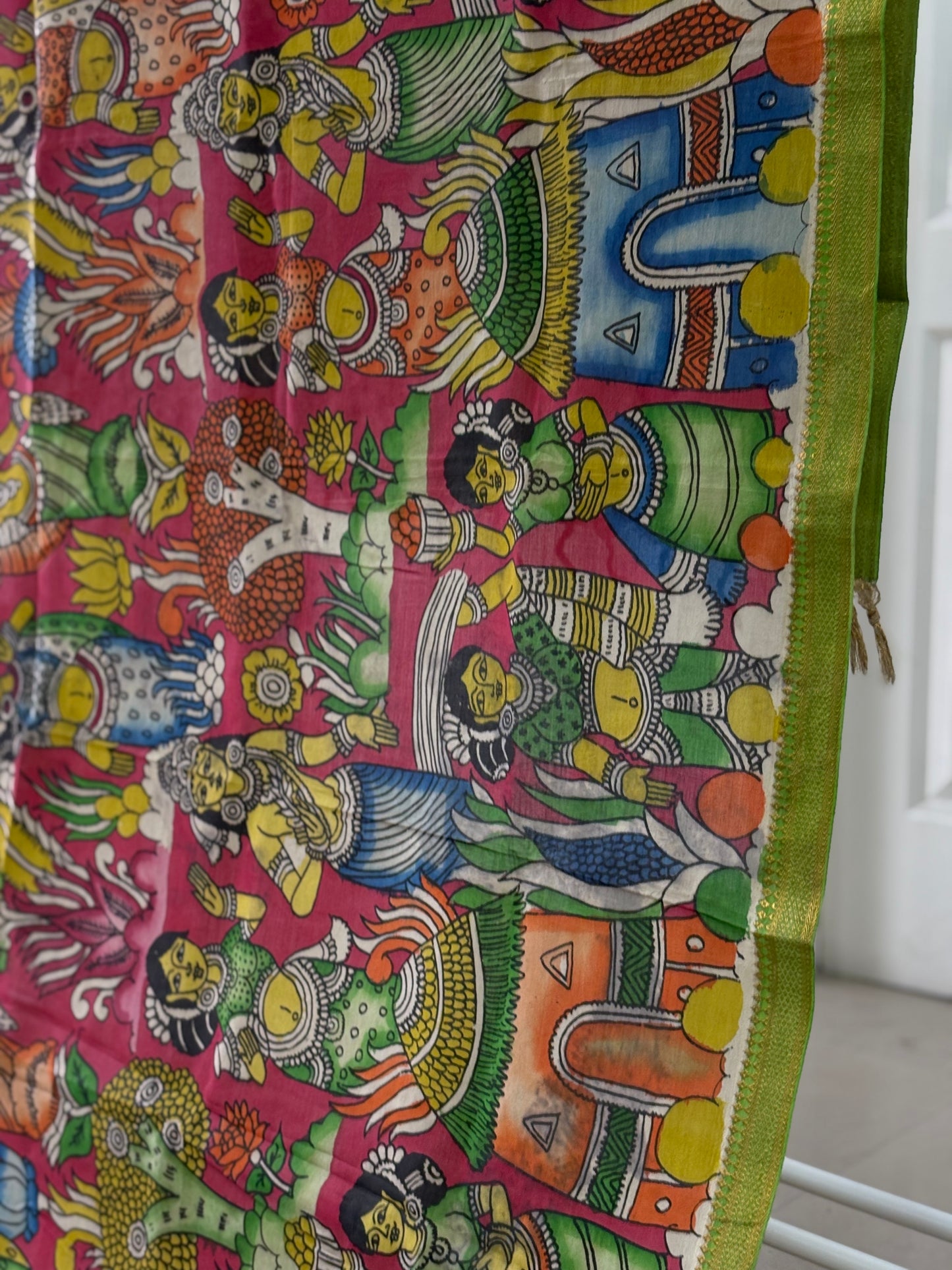 Pen Kalamkari hand painted Banglore Silk Dupatta