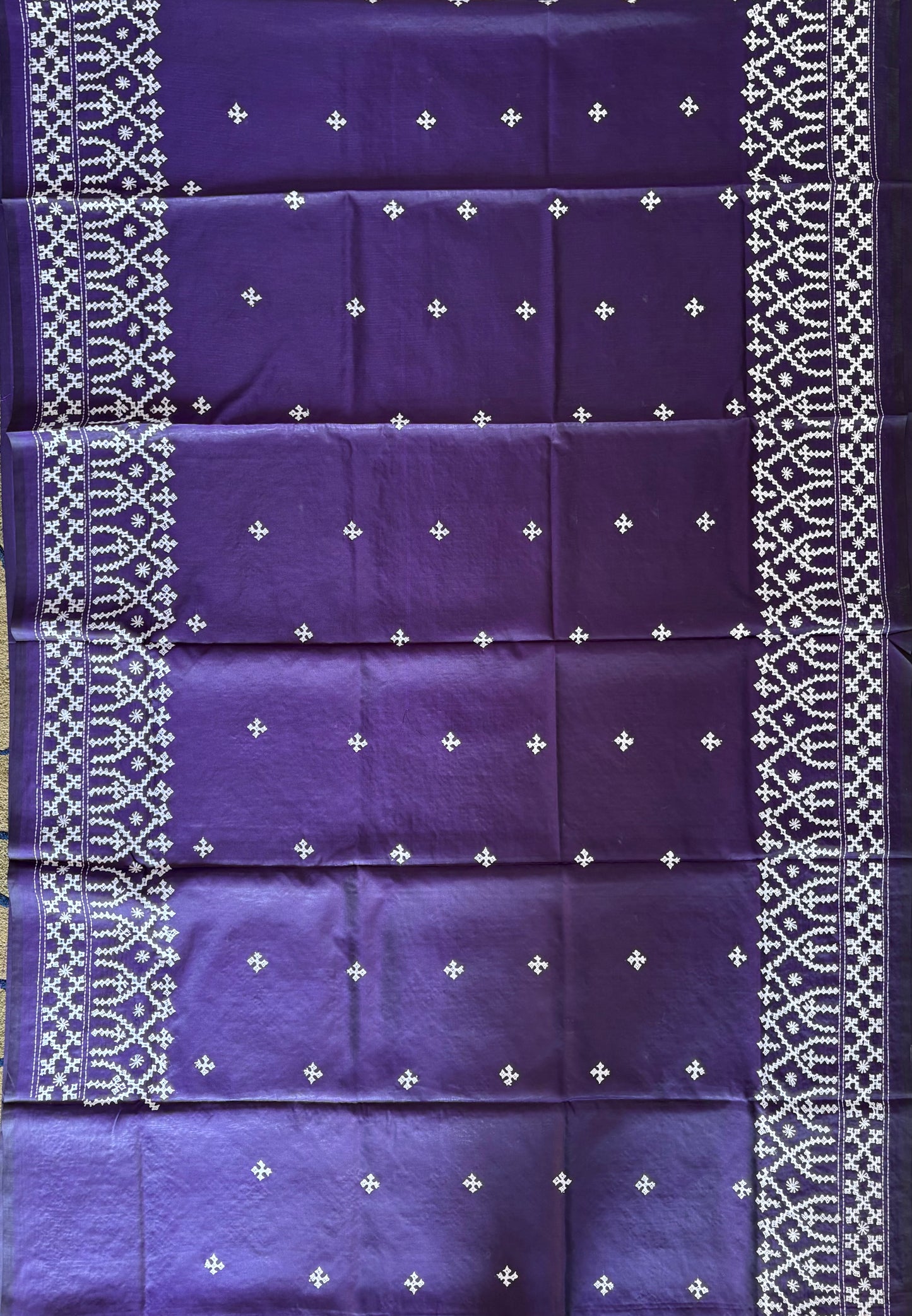 Gujrati Stitch/Kutch Hand Embroidered Art Silk Saree