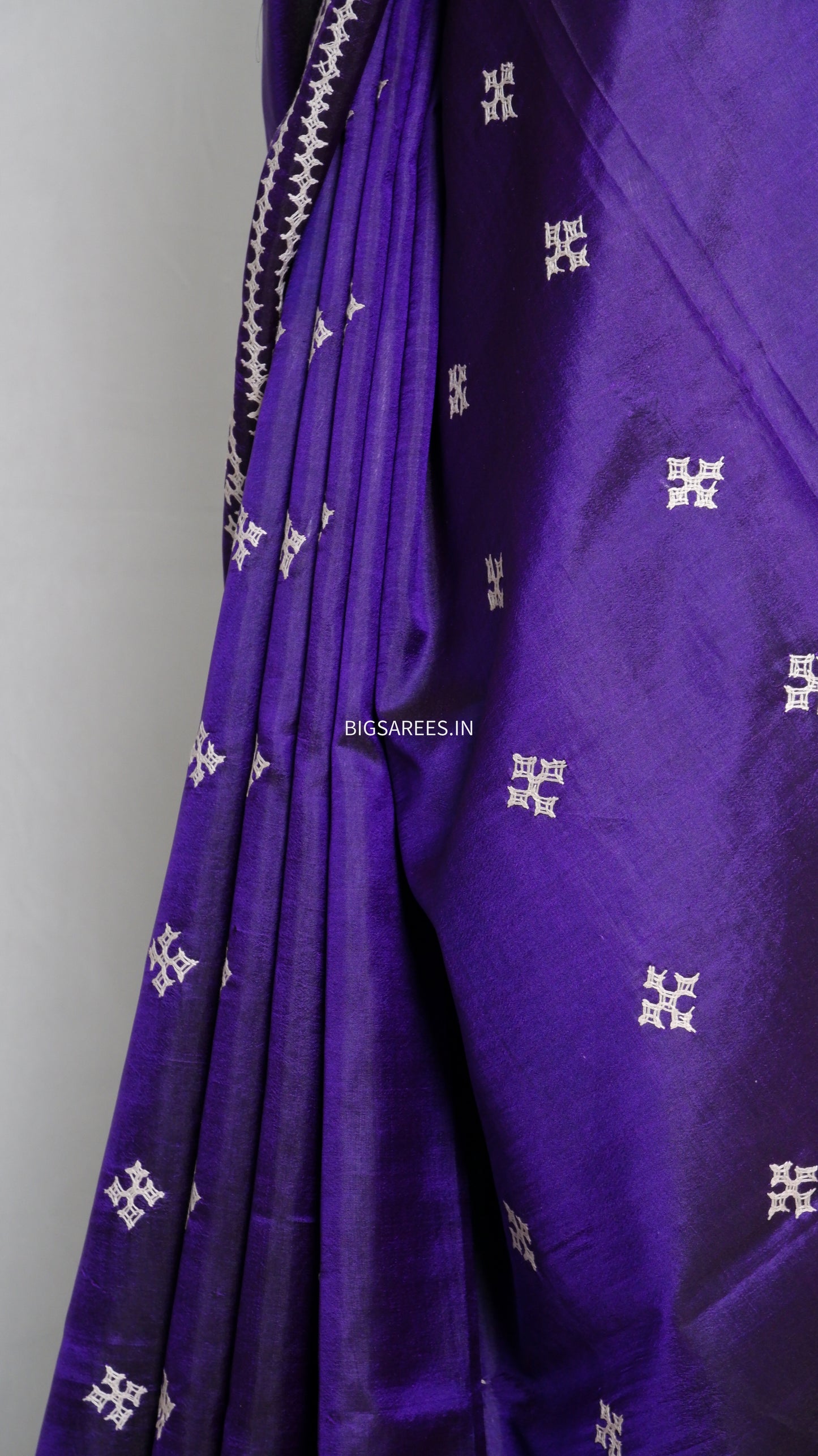 Kutch Hand Embroidered Pure Banglore Silk Saree