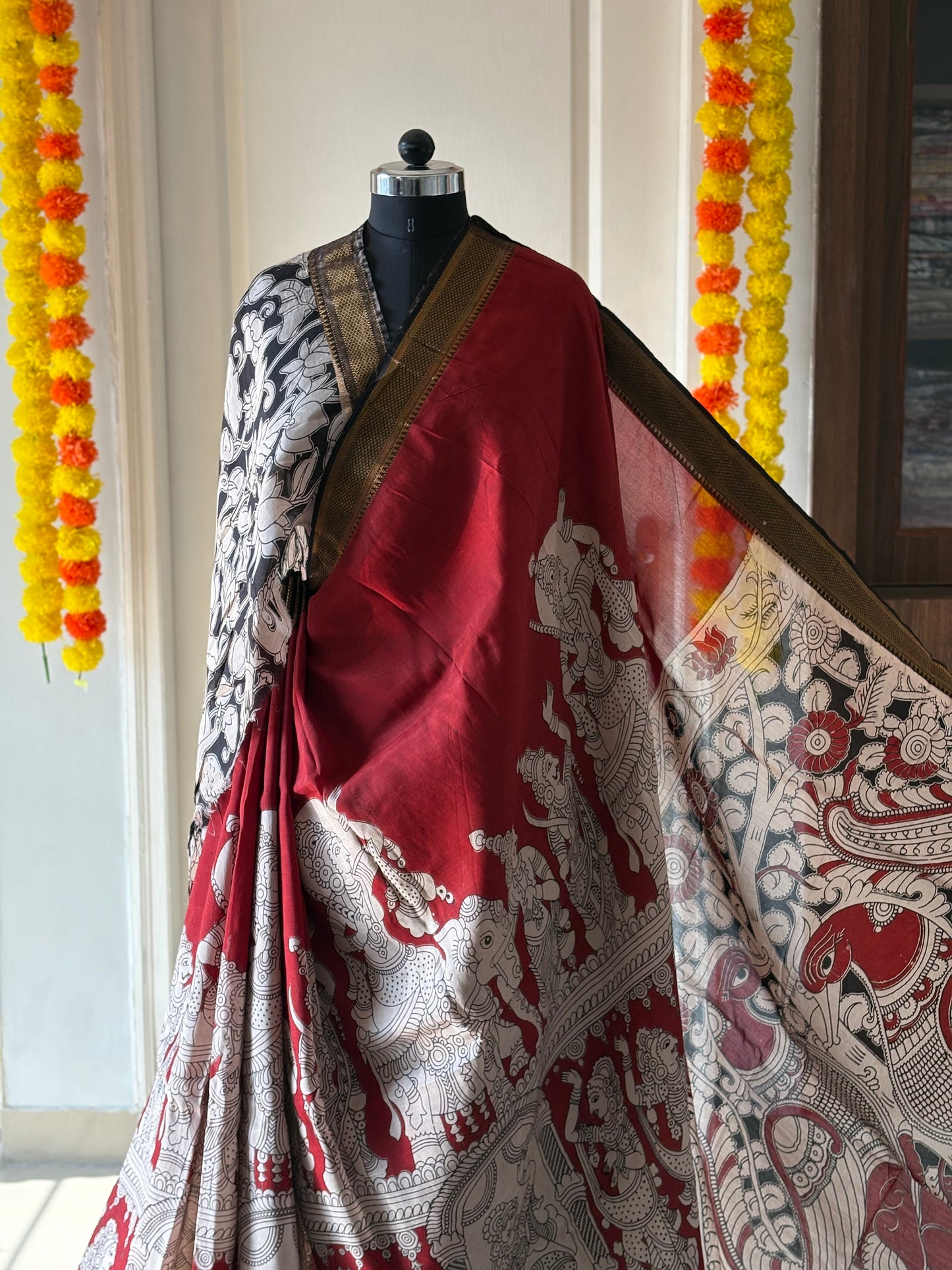 Printed Kalamkari Silk Saree with blouse