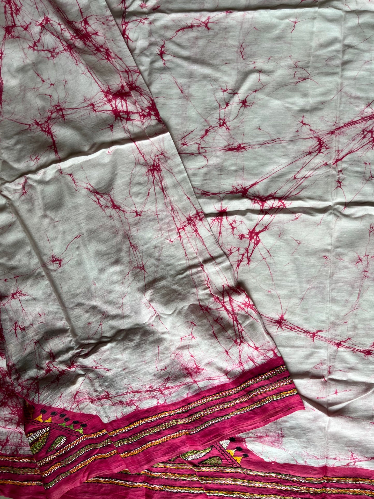 Kantha stitch Hand Batik Very Soft Cotton Traditional Saree