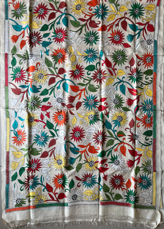 Nakshi Kantha Stitch Silk Dupatta