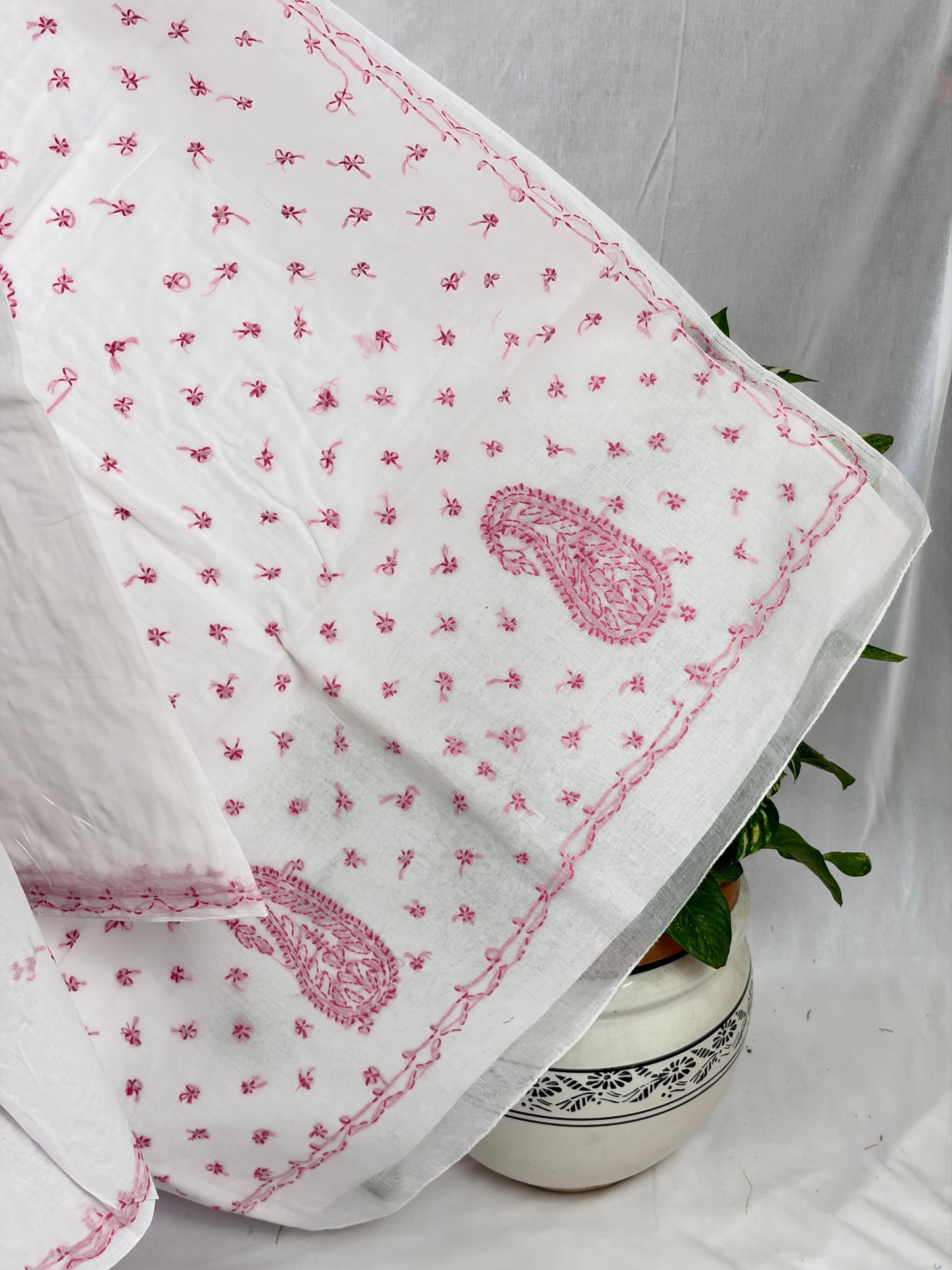 Chikankari Hand-Embroidered Saree | Cotton | White