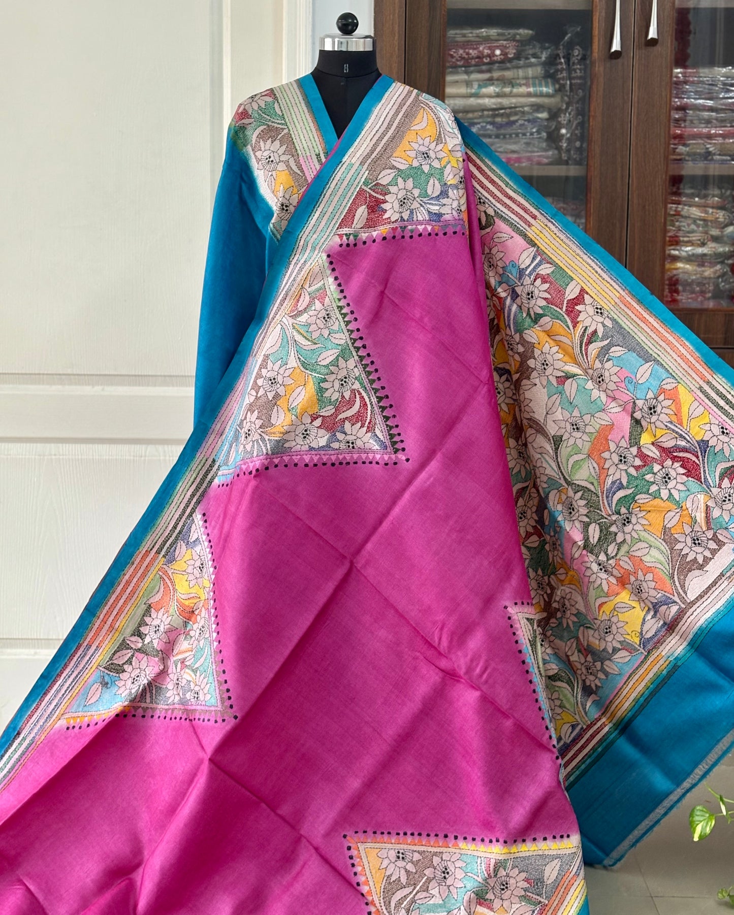 Kantha Stitch Hand Embroidered Pure Gachi by Gachi Tassar Silk Saree (Silk Marked)