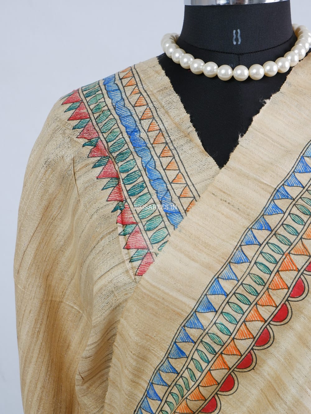 Pure Tussar Ghicha Silk Handcrafted Madhubani Saree (Silk Marked)