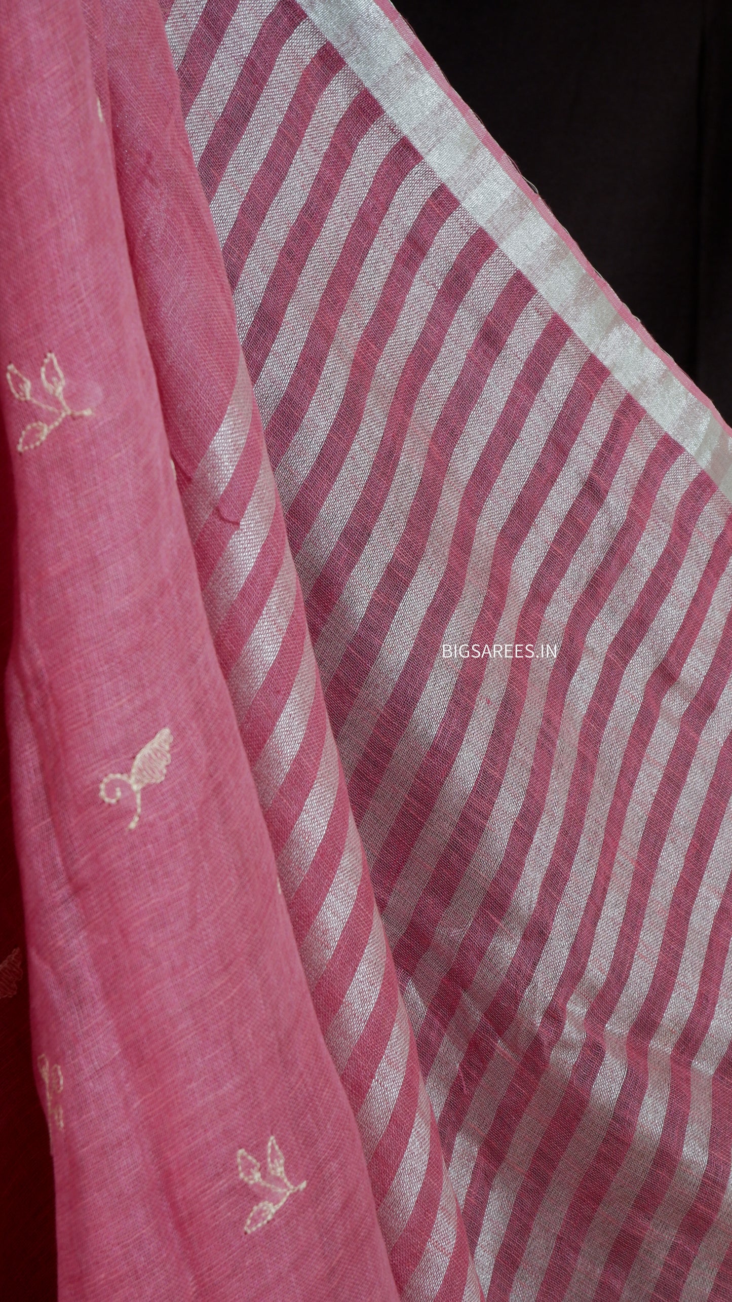 Pure Linen Saree With running Blouse