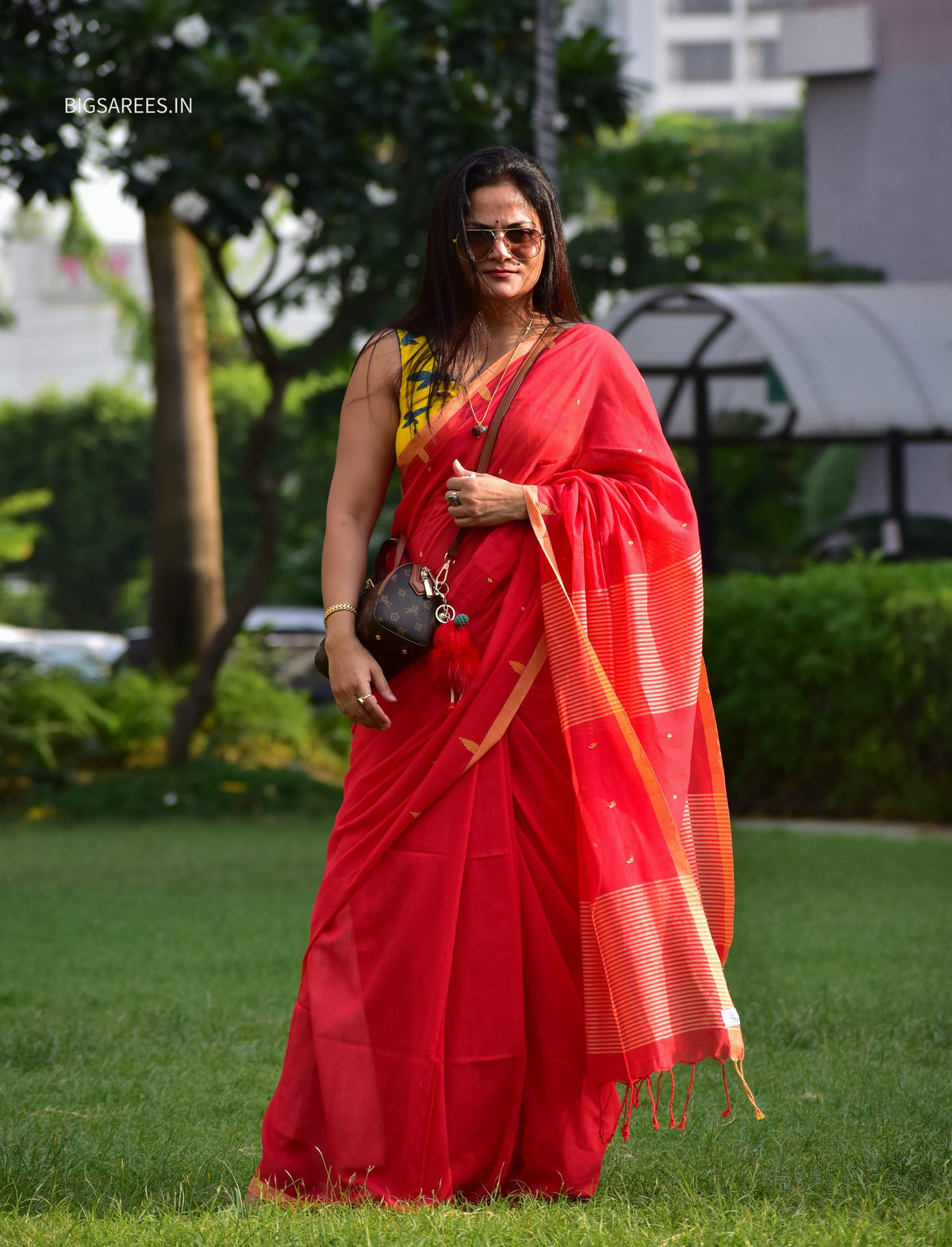 Hand woven Pure Cotton Saree (Handloom Marked) - Red