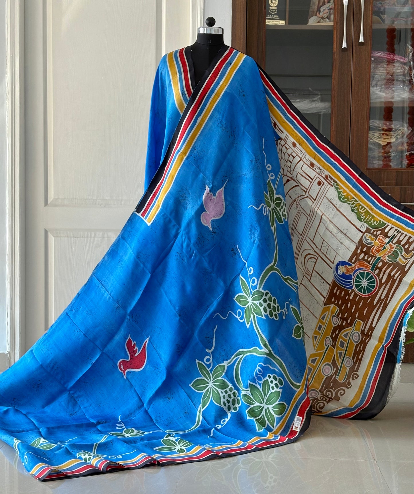 Exclusive Hand painted Pure Bishnupuri Silk Saree (Silk Marked)