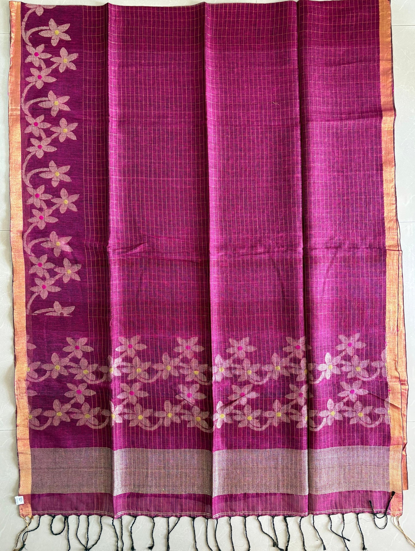 Handloom woven pure Linen By Linen Lata Saree (Handloom Marked)