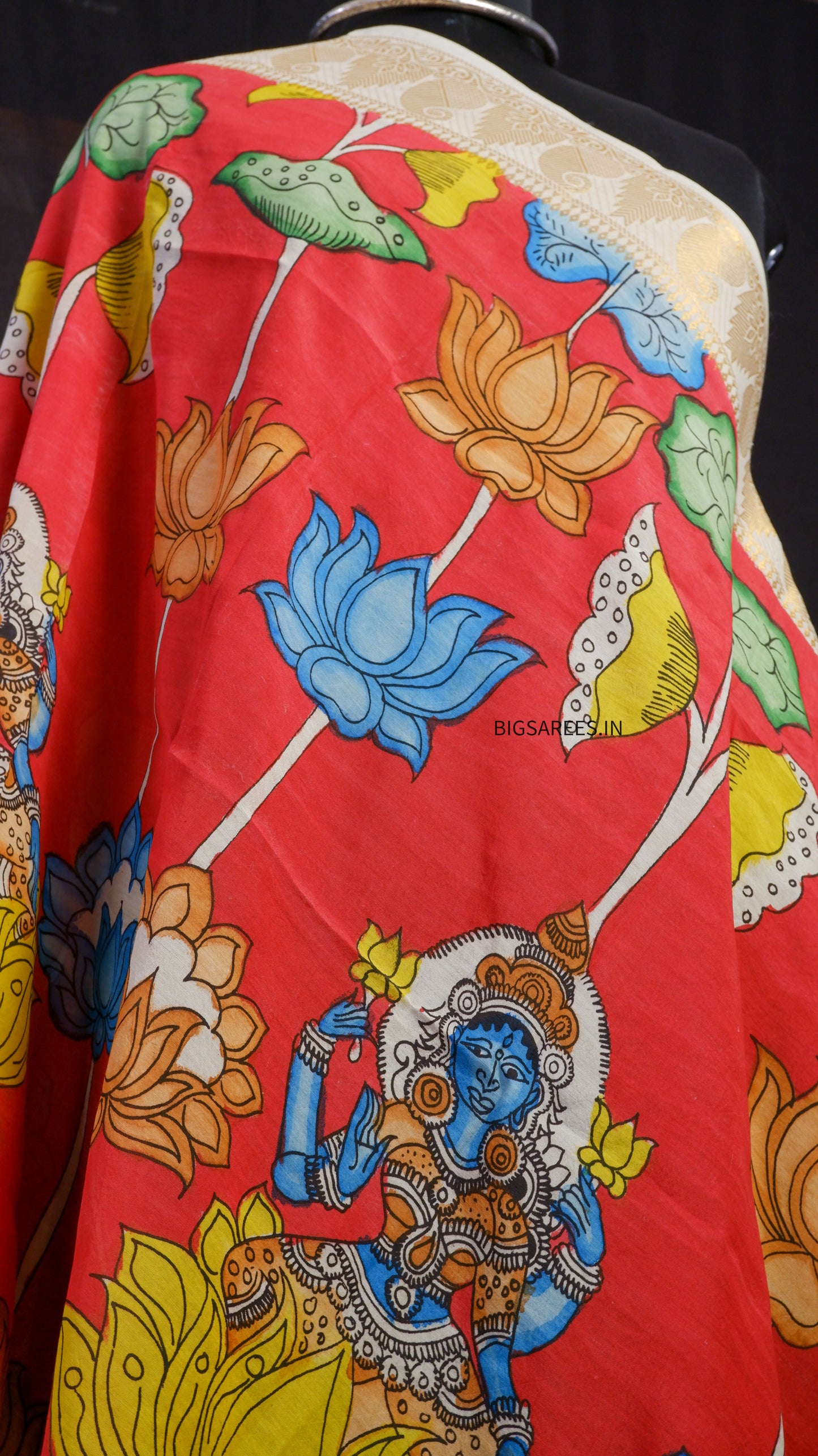 Pen Kalamkari hand painted Banglore Silk Dupatta