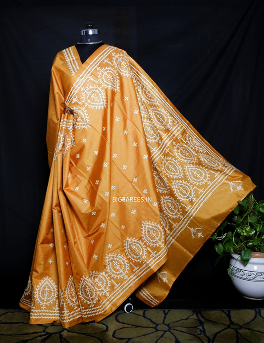 Kutch Hand Embroidered Pure Banglore Silk Saree