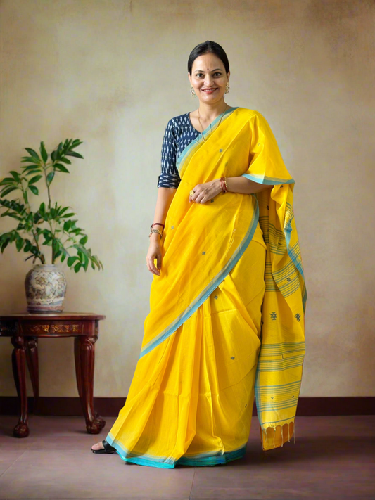 Mul Cotton handwoven Saree (Handloom Marked)