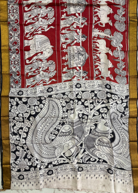 Printed Kalamkari Silk Saree with blouse