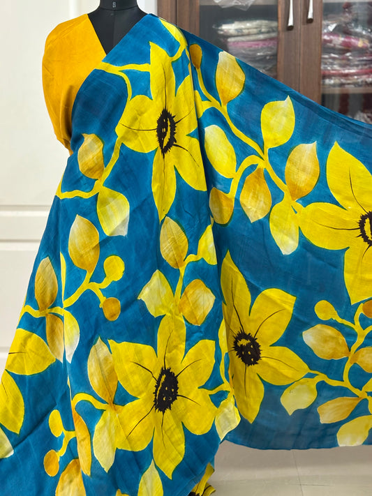 Exclusive Hand painted Pure Bishnupuri Silk Saree (Silk Marked)